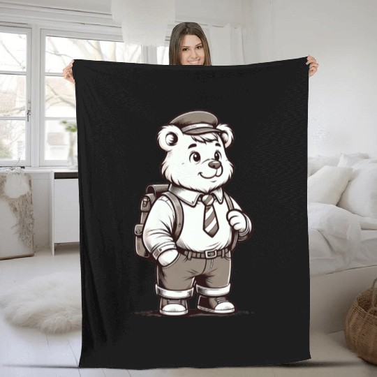 Cute Schoolboy Bear Fleece Blankets