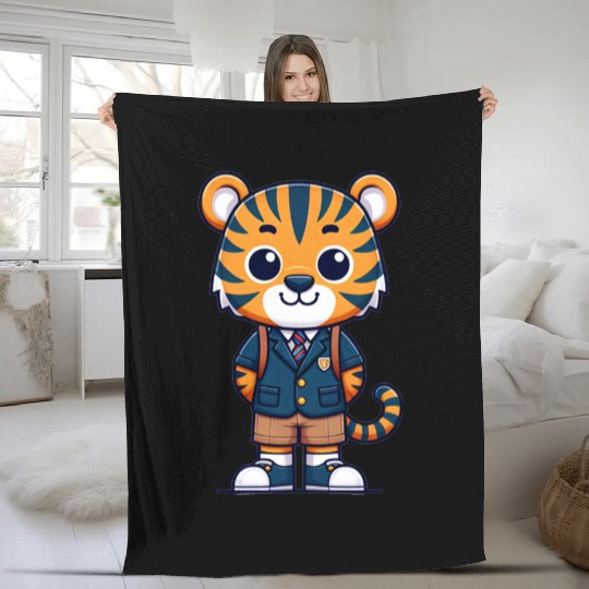 Cute Schoolboy Tiger Fleece Blankets