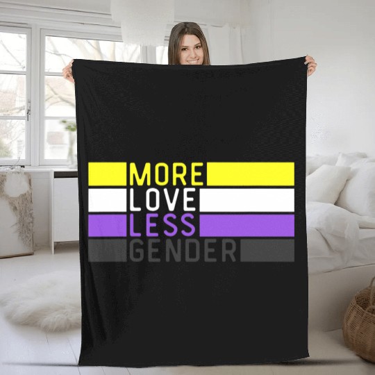 Non Binary Pride NB More Love Less Gender LGBTQ Fleece Blankets