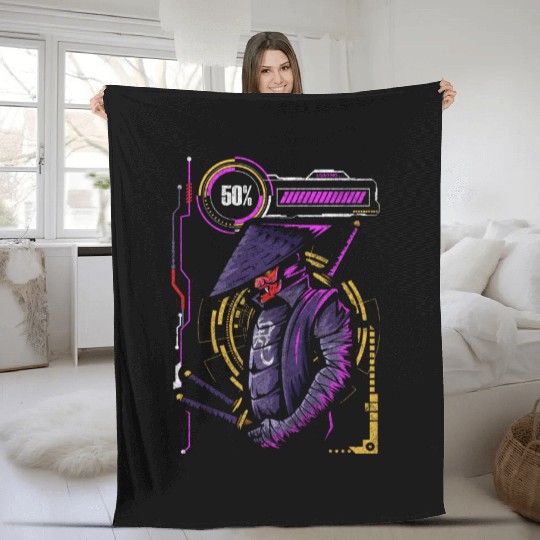 Cyberpunk Style Neon Effect Fleece Blankets
