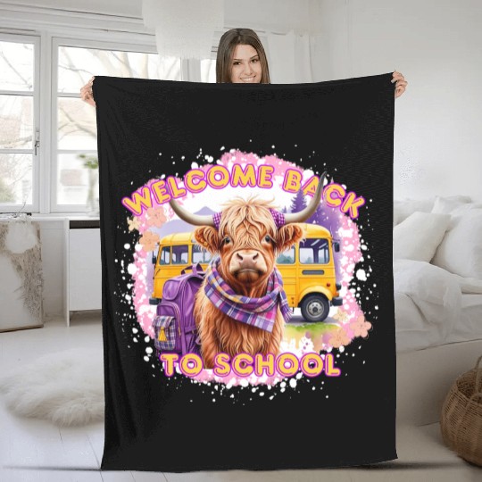 Highland Cow Back to School Fleece Blankets