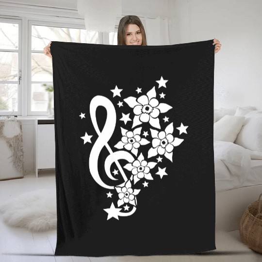 Music Clef Note French Stars Treble Flowers Sound Fleece Blankets