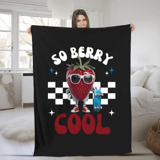 Groovy So Berry Cool Fruit Lover Strawberry Fleece Blankets