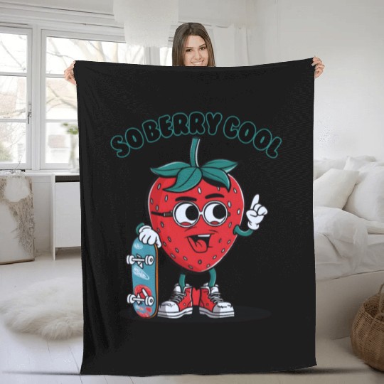 Groovy So Berry Cool Fruit Lover Strawberry Fleece Blankets