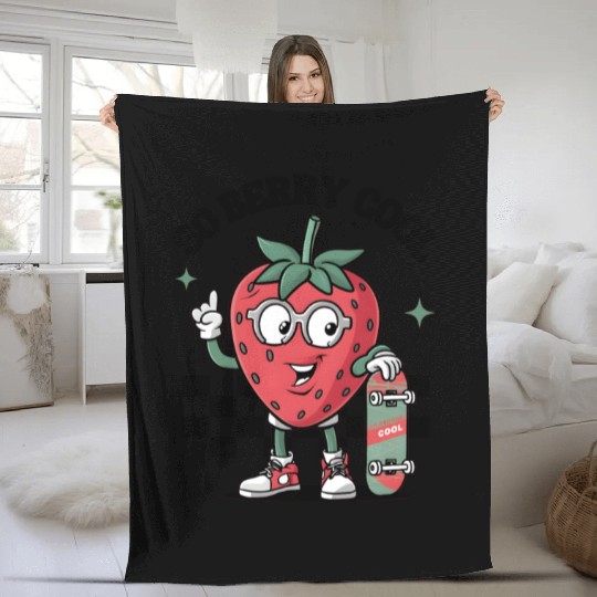 Groovy So Berry Cool Fruit Lover Strawberry Fleece Blankets