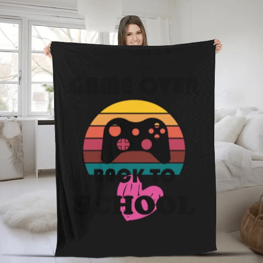 Game Over back to school Fleece Blankets