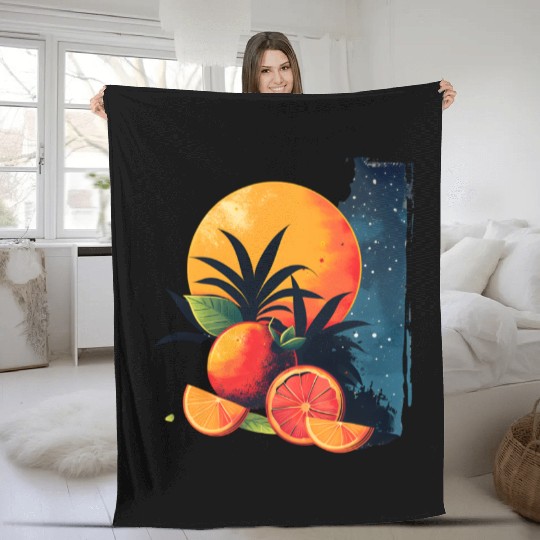 Vibrant Fruit Background with Oranges and Grapefru Fleece Blankets