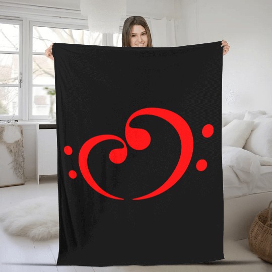 2 Music Bass Clef Heart Love Note Two Treble Sound Fleece Blankets