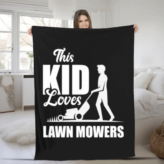 Landscaper Gardener Child Lawn Mowing Fleece Blankets