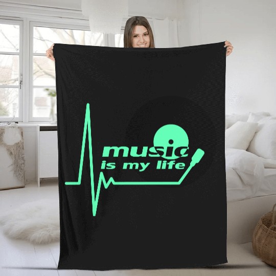 Music is my Party Life Vinyl Record Plate Pulse Fleece Blankets
