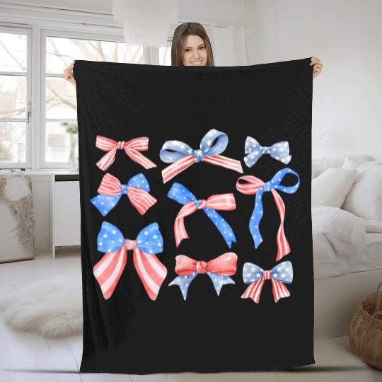 Red White Blue American Coquette Fleece Blankets