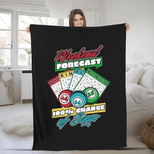 Weekend Forecast 100% Chance Of Bingo Daubers Fleece Blankets