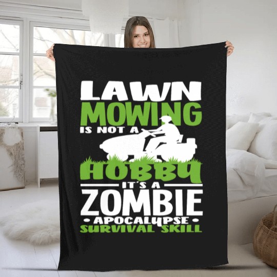 Landscaper Gardener Lawn Mowing Zombie Fleece Blankets