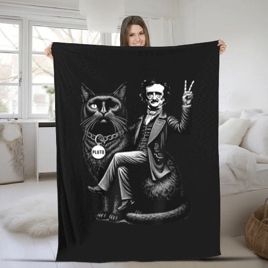 Edgar Allan Poe Riding Fleece Blankets