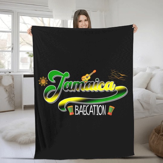 Jamaica Baecation Matching Typography Fleece Blankets
