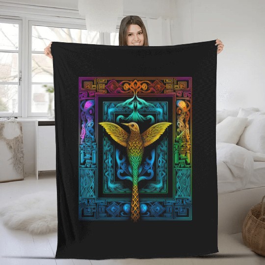 Hummingbird Colorful Mandala Animal Fleece Blankets
