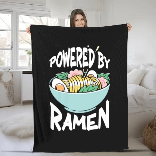 Powered By Ramen Anime Japanese Soup Cup Noodle Fleece Blankets