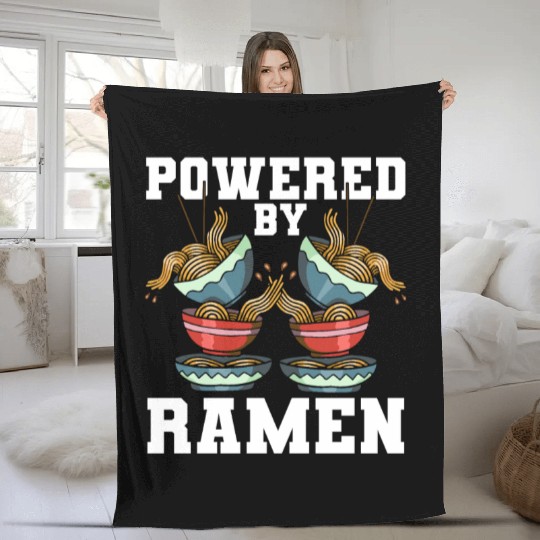 Powered By Ramen Anime Japanese Soup Cup Noodle Fleece Blankets