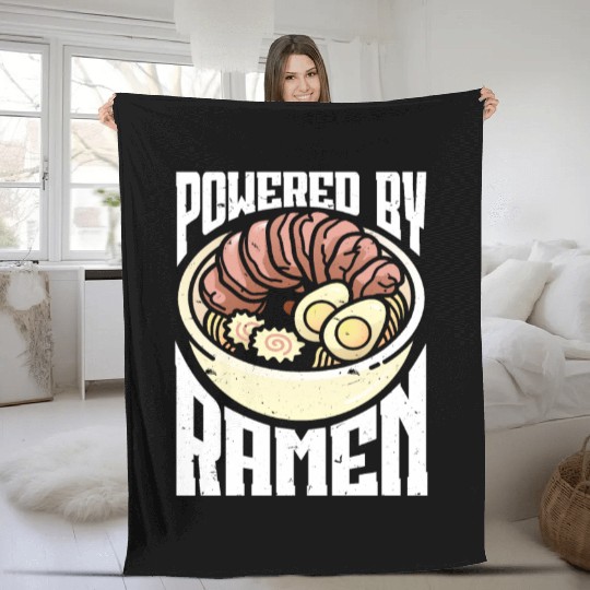 Powered By Ramen Anime Japanese Soup Cup Noodle Fleece Blankets