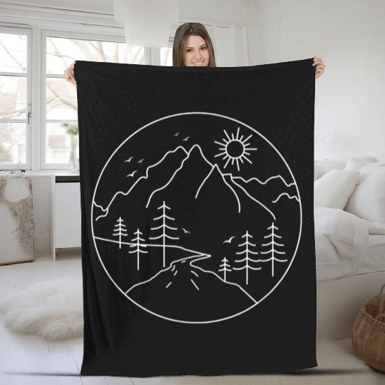 Sunrise Mountain Camping Outdoors Mountains Fleece Blankets