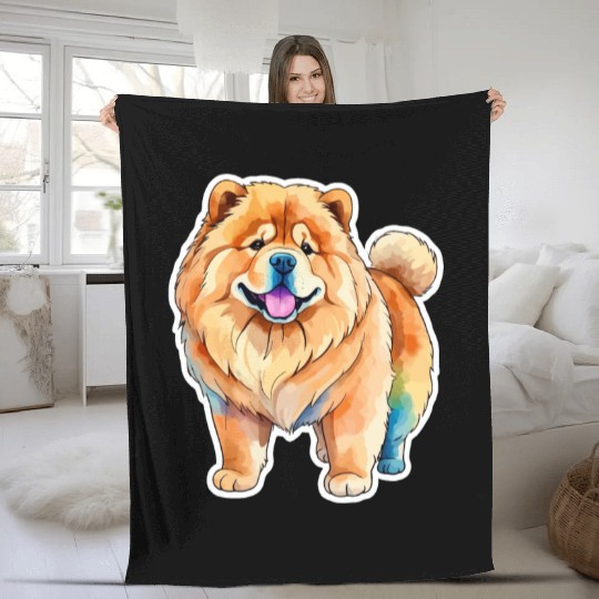 Chow Chow Watercolor Fleece Blankets
