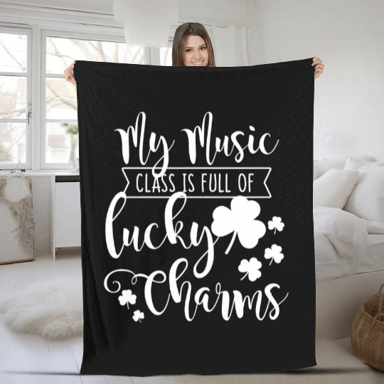 Womens Music Teacher Saint Patricks Day Funny Fleece Blankets