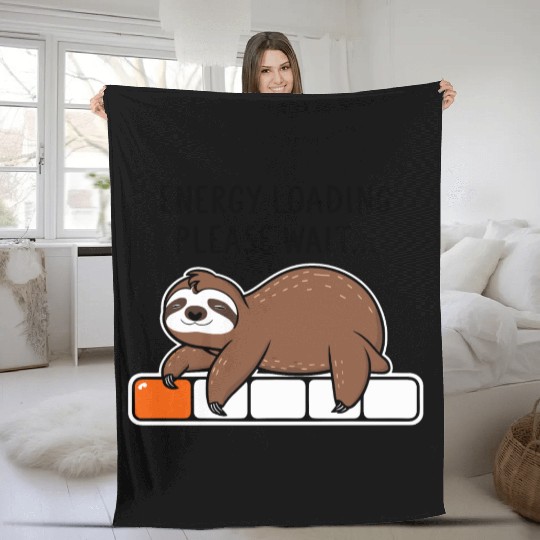 Sloth Energy Loading Please Wait Fleece Blankets