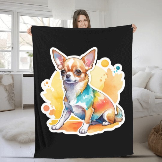 Chihuahua Watercolor Fleece Blankets