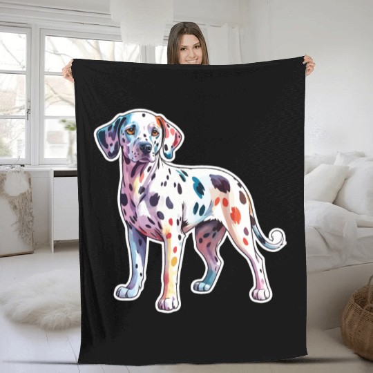 Dalmatian Dog Watercolor Fleece Blankets