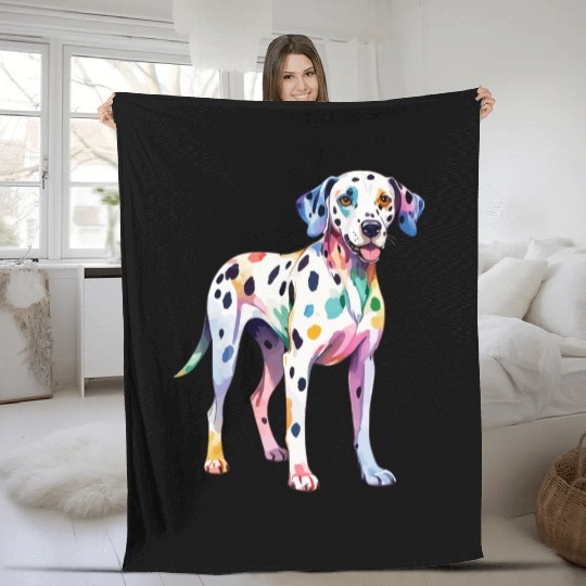 Dalmatian Dog Watercolor Fleece Blankets