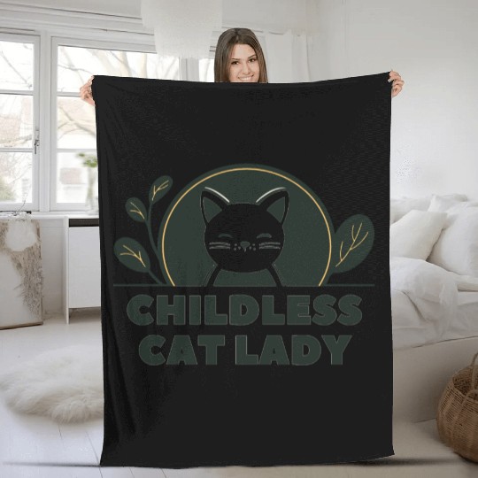 childless cat lady Fleece Blankets
