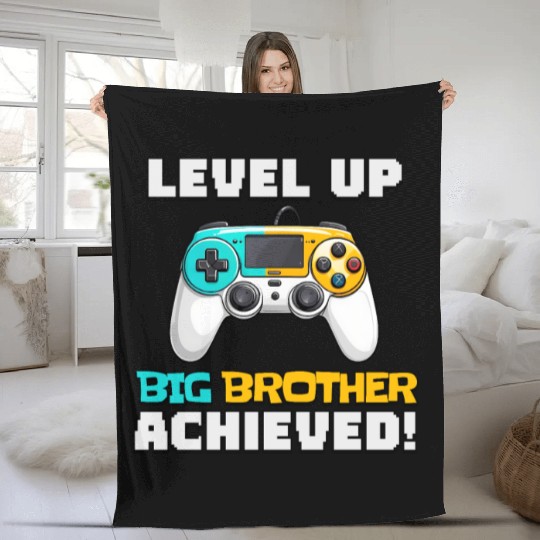 Funny Big Brother Level Up Fleece Blankets