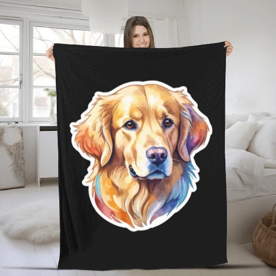 Golden Retriever Watercolor Fleece Blankets