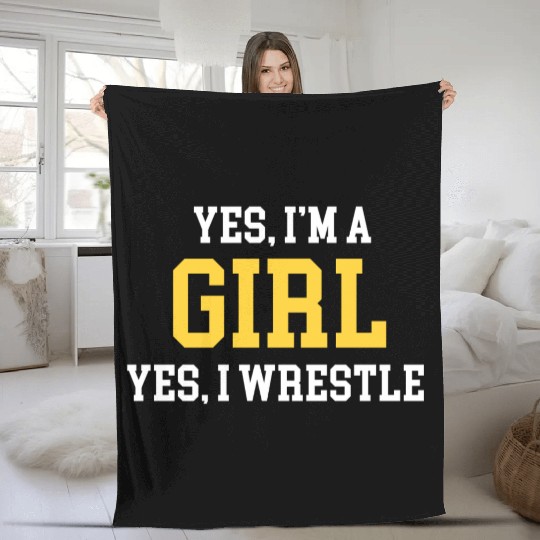 Yes, I'm A Girl Yes, I Wrestle Wrestling Karate Fleece Blankets
