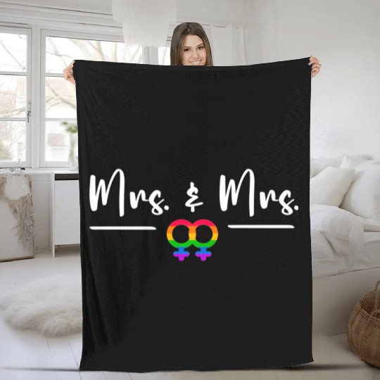 Gay Lesbian LGBT Wedding for Mr and Mrs Honeymoon Fleece Blankets