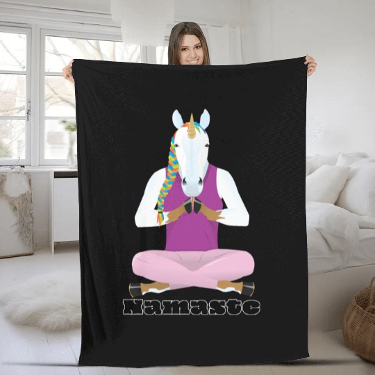 Yoga Unicorn Fleece Blankets