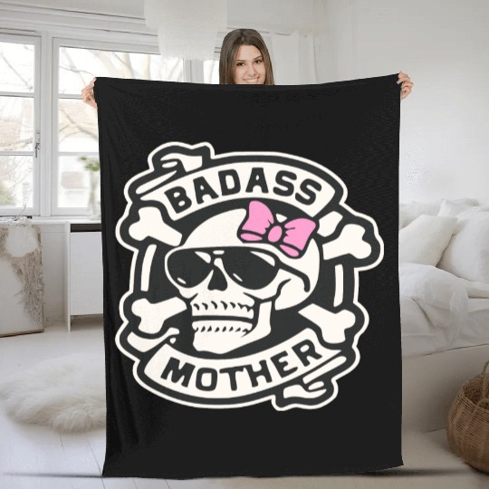 Badass Mother Skull LIKE US ON FACEBOOK # Fleece Blankets