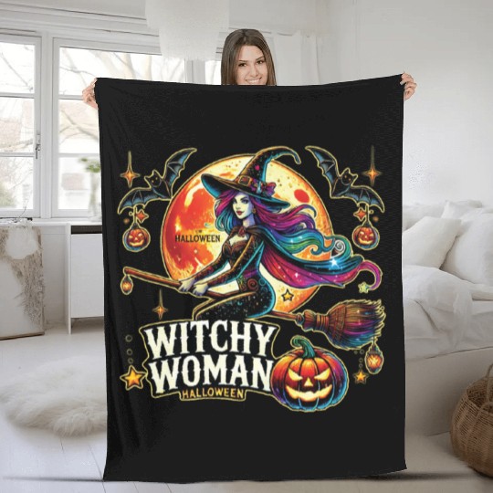 Couple Halloween Husband Witchy Woman Halloween Fleece Blankets