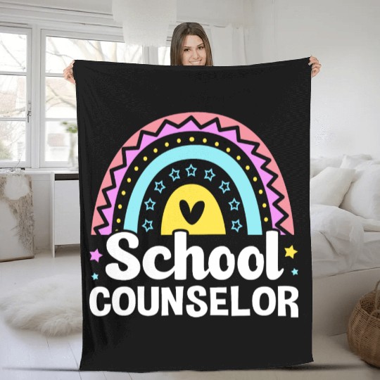 Cute Rainbow Counseling Awareness School Counselor Fleece Blankets