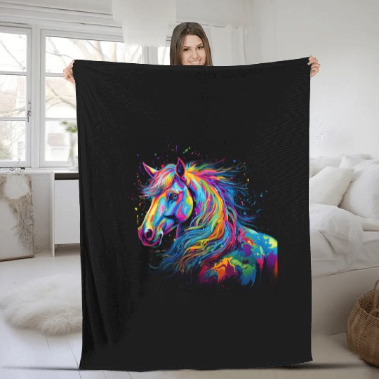 Color burst horse Fleece Blankets