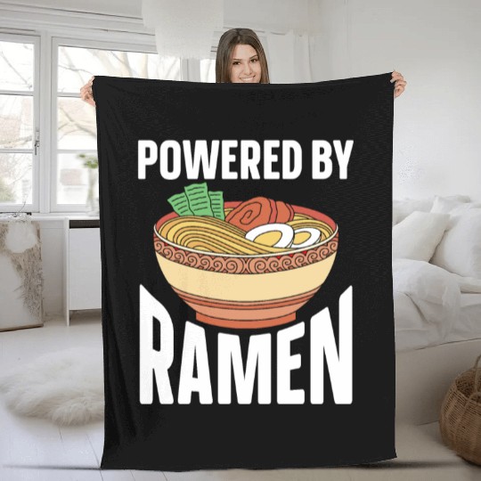 Powered By Ramen Anime Japanese Soup Cup Noodle Fleece Blankets