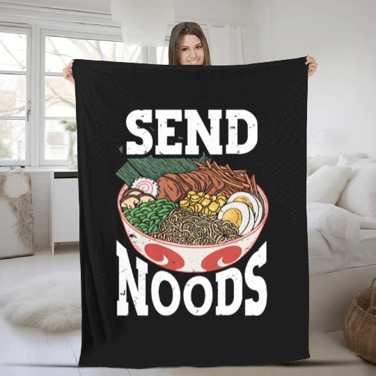 Send Noods Funny Japanese Ramen Noodle Fleece Blankets
