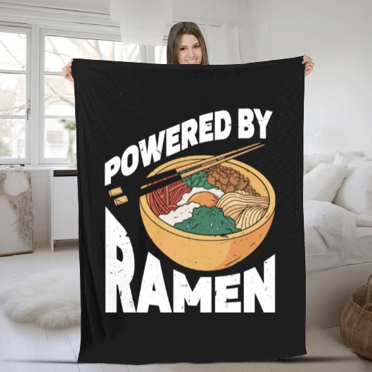 Powered By Ramen Anime Japanese Soup Cup Noodle Fleece Blankets