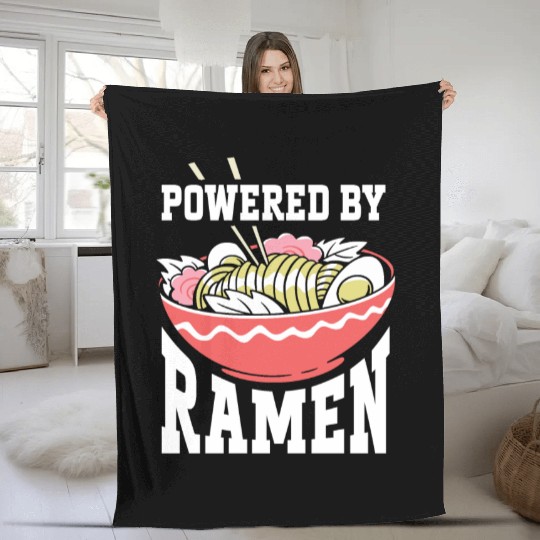 Powered By Ramen Anime Japanese Soup Cup Noodle Fleece Blankets
