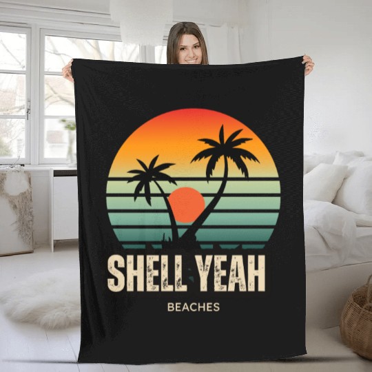 Shell Yeah Beaches Sunset Serenity Summer Holidays Fleece Blankets