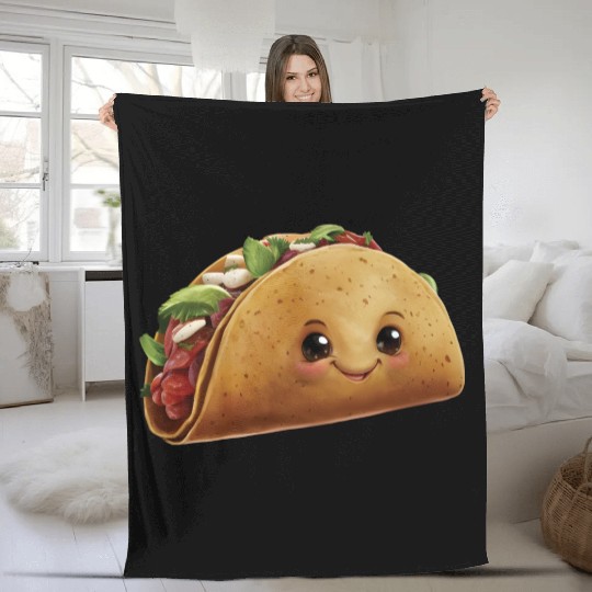 Happy Tacos Realistic Fleece Blankets