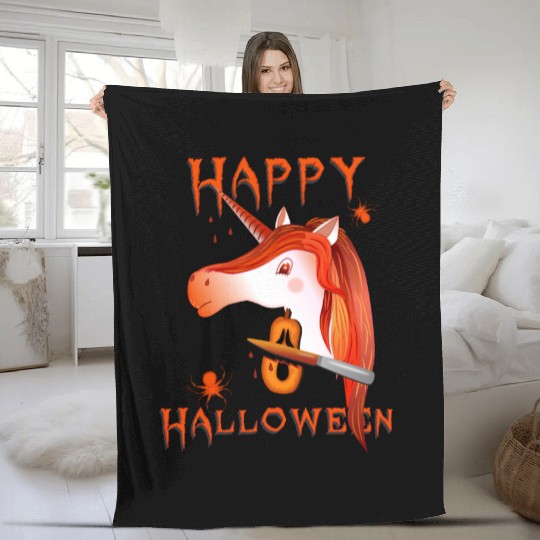 Unicorn Halloween Bedazzle Design Fleece Blankets