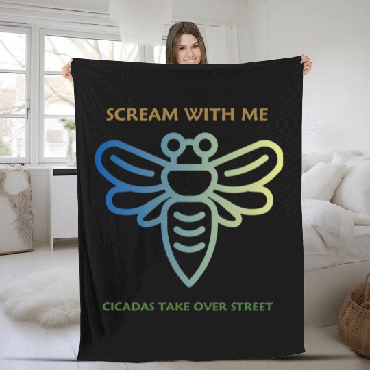 Wildlife Animal Lover Gift Fascinating Cicada-Art Fleece Blankets