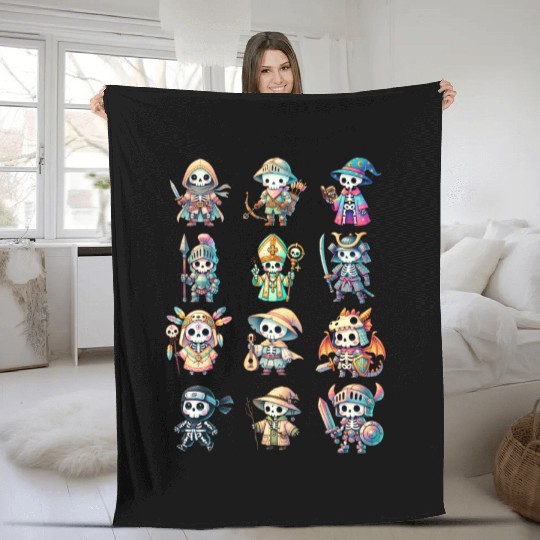 Skeleton Adventure Dungeon Characters Fantasy Fleece Blankets