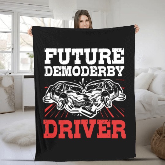 Demolition Derby Race Car Future Demo Derby Driver Fleece Blankets